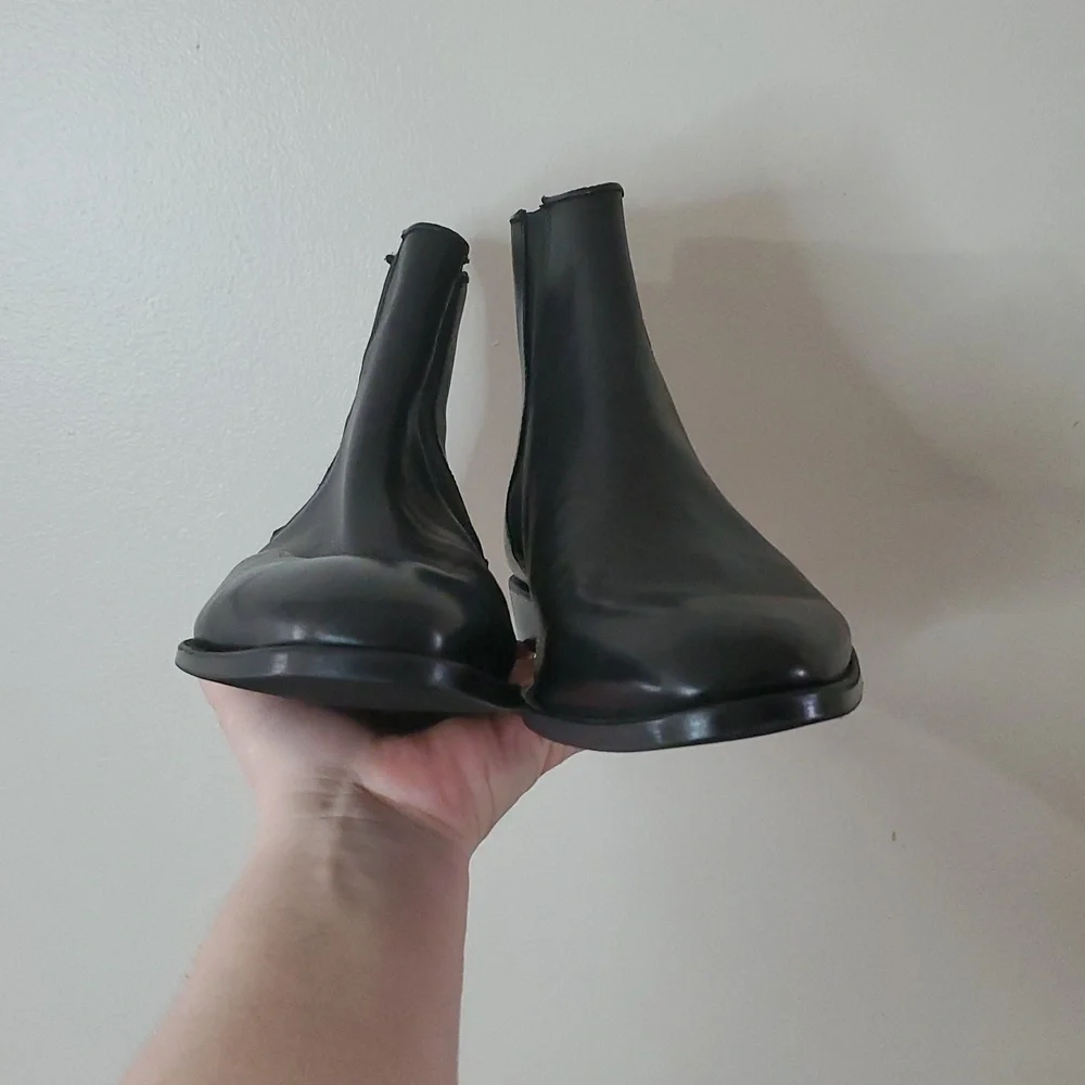 Womens Zara Leather Ankle Boots Size 39 Soft Smooth Leather Chelsea Boots - Picture 5 of 10